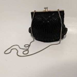 Elegant Black Beaded Evening Bag